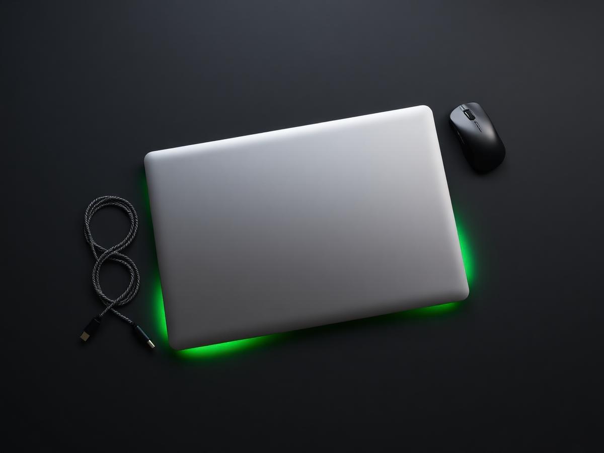 RewaneBook A14 laptop with USB-C charger, cable and mouse