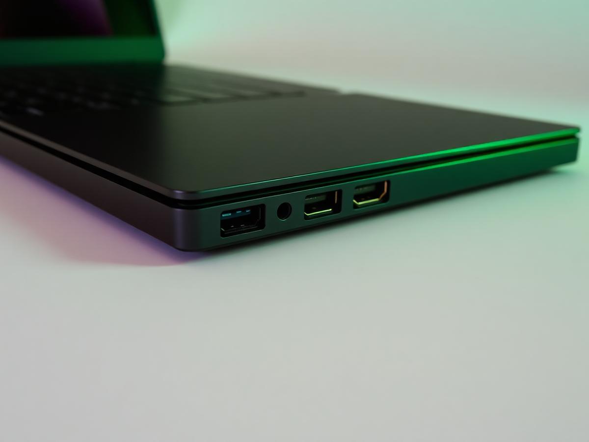 USB-C, USB-A and HDMI ports on the side of the RewaneBook A14